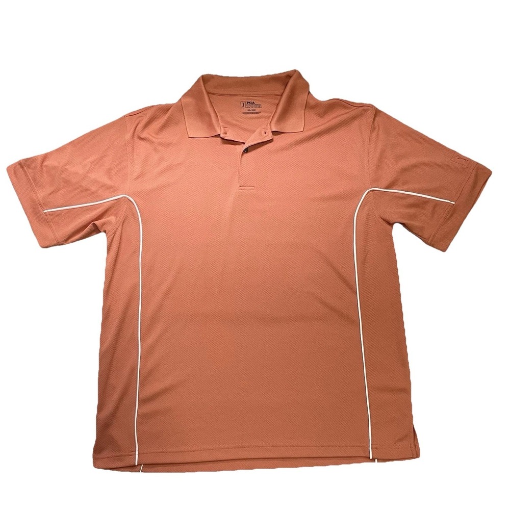 PGA TOUR Mens Polo Golf Shirt XL Extra Large Light Orange White SS‎ Short Sleeve